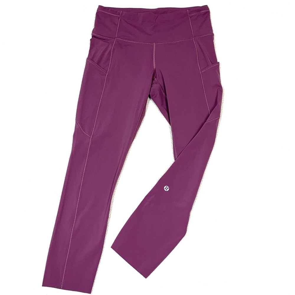 Lululemon Fast Free HR Crop II Tights 23" Size 6 W6BCXS Pockets Mauve Pink